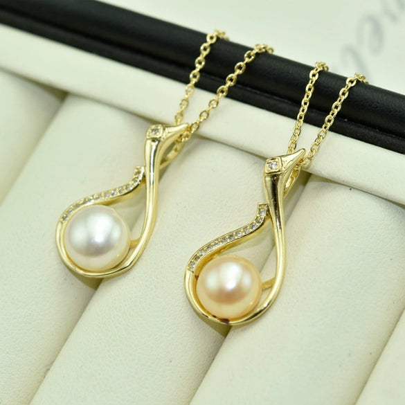 Pearl Pendant Necklace Freshwater Pearl Flat Round Steamed Bread Round Copper Natural Light Luxury Style Colorpreserving