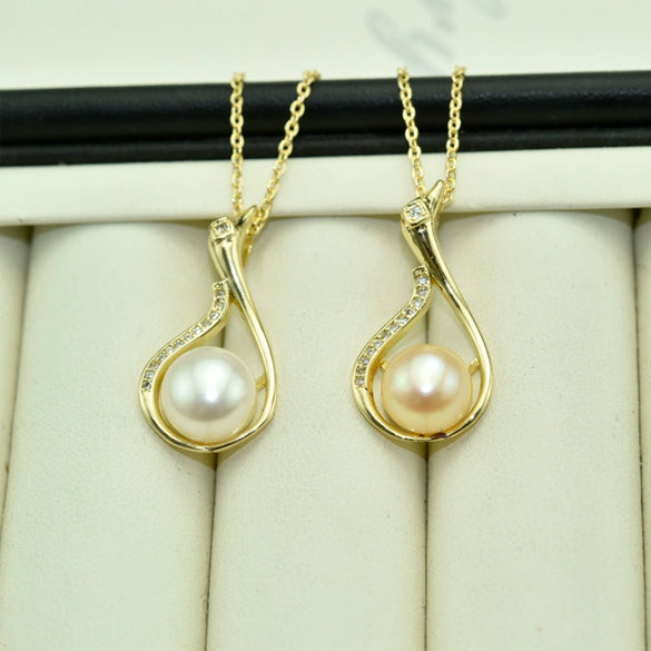 Pearl Pendant Necklace Freshwater Pearl Flat Round Steamed Bread Round Copper Natural Light Luxury Style Colorpreserving