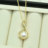 Pearl Pendant Necklace Freshwater Pearl Flat Round Steamed Bread Round Copper Natural Light Luxury Style Colorpreserving