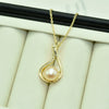 Pearl Pendant Necklace Freshwater Pearl Flat Round Steamed Bread Round Copper Natural Light Luxury Style Colorpreserving