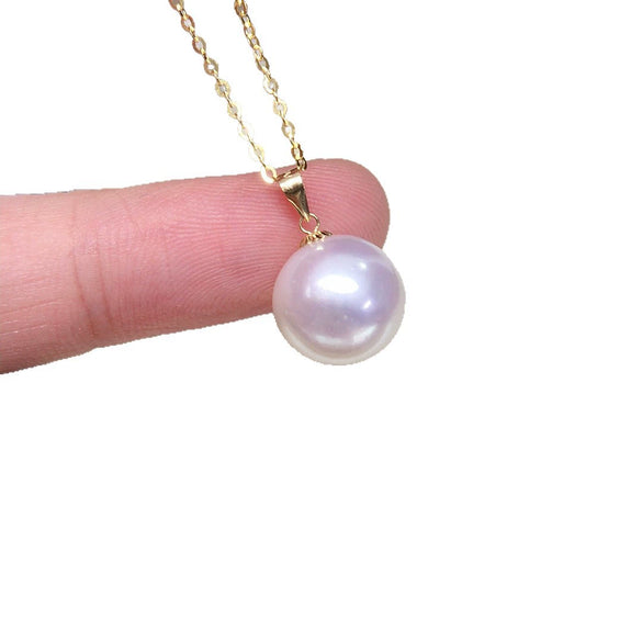 Pearl Pendant Necklace Freshwater Pearl Round S925 Sterling Silver Fashion Minimalist