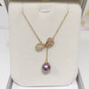 Pearl Pendant Necklace Jewelry Demon Purple Edison Freshwater Pearl Copper Accessory Perfect Circle Shape 18K Goldfilled Bow