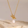 Pearl Pendant Necklace Stainless Steel 18K Gold Plated Light Luxury Style Jewelry For Women