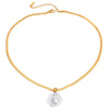 Pearl Pendant Necklace Stainless Steel Organic Glass Vintage Electroplating Jewelry Unisex