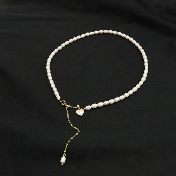 Pearl Pendant Necklace Women's Geometric Style Electroplated Clavicle Chain