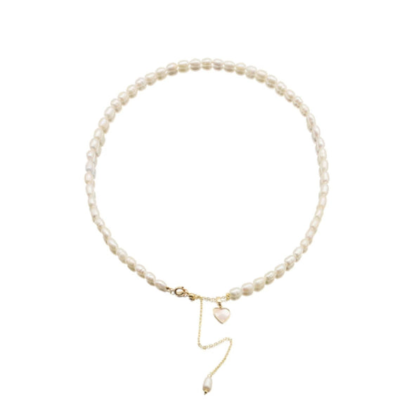 Pearl Pendant Necklace Women's Geometric Style Electroplated Clavicle Chain