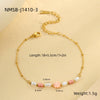 Pearl Pink Dopamine Beaded Necklace Bracelet Set Stainless Steel 18K Electroplating Geometric Style
