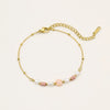 Pearl Pink Dopamine Beaded Necklace Bracelet Set Stainless Steel 18K Electroplating Geometric Style