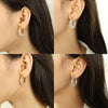 Pearl Rhinestone Geometric Fashion Stainless Steel Electroplated Earrings For Women