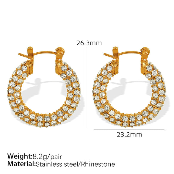 Pearl Rhinestone Geometric Fashion Stainless Steel Electroplated Earrings For Women