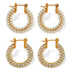 Pearl Rhinestone Geometric Fashion Stainless Steel Electroplated Earrings For Women