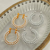 Pearl Rhinestone Geometric Fashion Stainless Steel Electroplated Earrings For Women