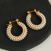 Pearl Rhinestone Geometric Fashion Stainless Steel Electroplated Earrings For Women