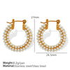 Pearl Rhinestone Geometric Fashion Stainless Steel Electroplated Earrings For Women