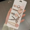 Pearl Rhinestone Hairpin Electroplating Geometric Style Women's Word Clip