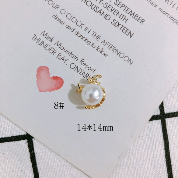 Pearl Rhinestone Metal Electroplated Pendant Crown Bow Earrings Necklace Accessories Handmade