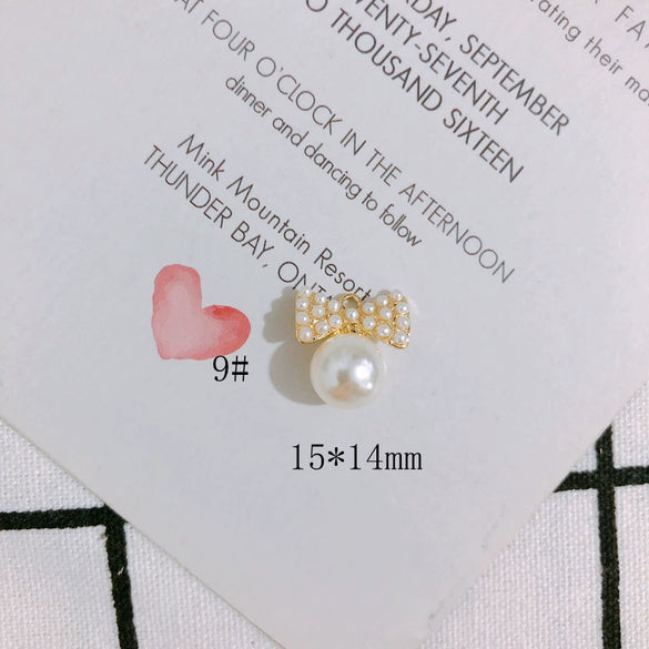 Pearl Rhinestone Metal Electroplated Pendant Crown Bow Earrings Necklace Accessories Handmade