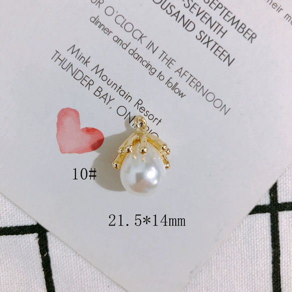Pearl Rhinestone Metal Electroplated Pendant Crown Bow Earrings Necklace Accessories Handmade