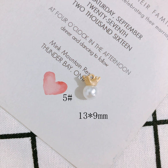 Pearl Rhinestone Metal Electroplated Pendant Crown Bow Earrings Necklace Accessories Handmade