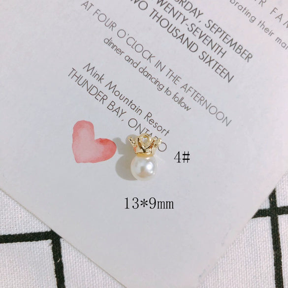 Pearl Rhinestone Metal Electroplated Pendant Crown Bow Earrings Necklace Accessories Handmade