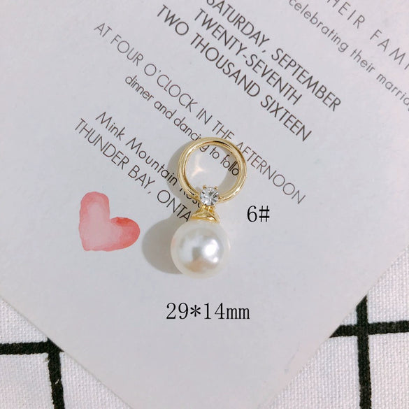Pearl Rhinestone Metal Electroplated Pendant Crown Bow Earrings Necklace Accessories Handmade