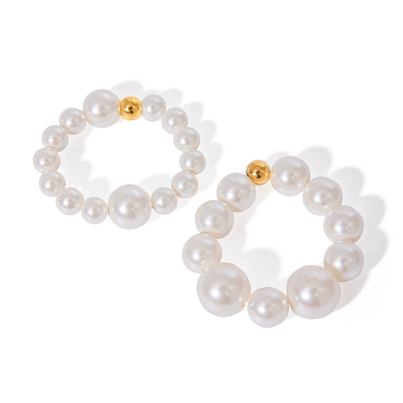 Pearl Ring Acrylic Material Elegant Style Electroplating Women's Jewelry