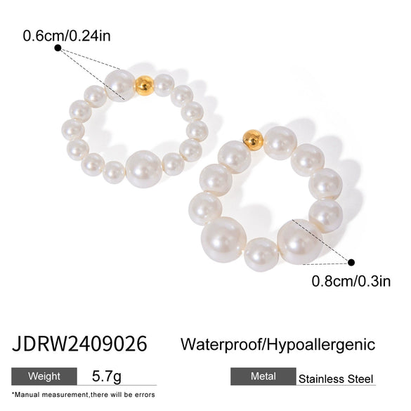 Pearl Ring Acrylic Material Elegant Style Electroplating Women's Jewelry