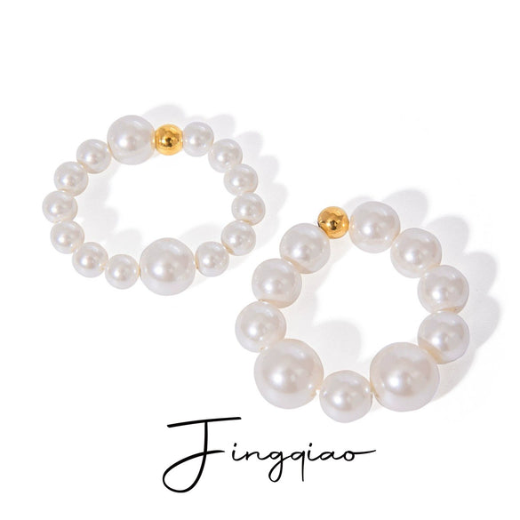 Pearl Ring Acrylic Material Elegant Style Electroplating Women's Jewelry