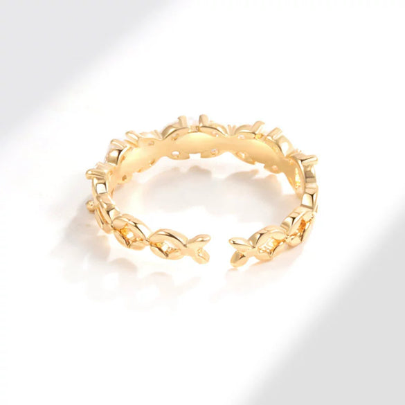 Pearl Ring Copper Geometric Style Electroplated For Women