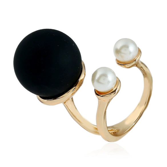 Pearl Ring Round Ball Shape Simple Geometric Style Women's Hand Jewelry