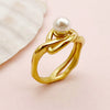 Pearl Ring Stainless Steel Light Luxury Irregular Set With Pearls