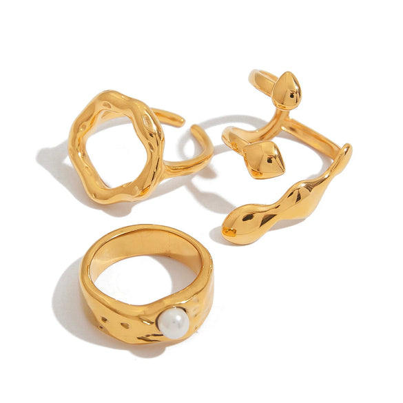 Pearl Rings Stainless Steel Geometric Minimalist Electroplating Women's Jewelry
