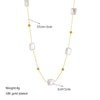 Pearl Round Bead Clavicle Necklace Stainless Steel Electroplating Square Style