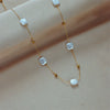Pearl Round Bead Clavicle Necklace Stainless Steel Electroplating Square Style