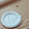 Pearl Round Bead Clavicle Necklace Stainless Steel Electroplating Square Style