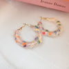Pearl Round Geometric Alloy Earrings For Women With Gold Electroplated Silver Needle Light Luxury Retro Elegant All Match Design