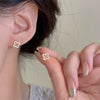 Pearl Round Geometric Alloy Earrings For Women With Gold Electroplated Silver Needle Light Luxury Retro Elegant All Match Design