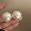 Pearl Round Geometric Alloy Earrings For Women With Gold Electroplated Silver Needle Light Luxury Retro Elegant All Match Design