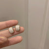 Pearl Round Geometric Alloy Earrings For Women With Gold Electroplated Silver Needle Light Luxury Retro Elegant All Match Design