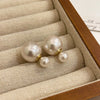 Pearl Round Geometric Alloy Earrings For Women With Gold Electroplated Silver Needle Light Luxury Retro Elegant All Match Design