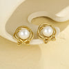 Pearl Series Earrings Stainless Steel 18K Gold Plated Geometric Wave Flower Fashion Design