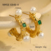 Pearl Series Earrings Stainless Steel 18K Gold Plated Geometric Wave Flower Fashion Design