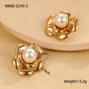 Pearl Series Earrings Stainless Steel 18K Gold Plated Geometric Wave Flower Fashion Design