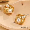 Pearl Series Earrings Stainless Steel 18K Gold Plated Geometric Wave Flower Fashion Design