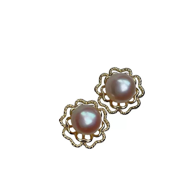 Pearl 925 Silver Needle Earrings Oblate Shape Minimalist Style For Women