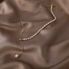 Pearl Snake Bone Chain Necklace Electroplating Geometric Style Women's Fashion Accessories