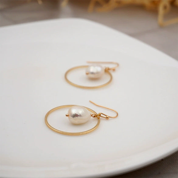 Pearl Specialshaped Geometric Earrings Electroplated For Women