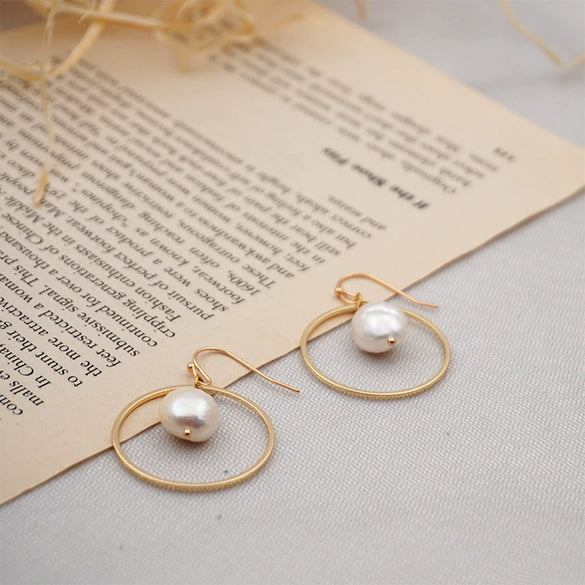 Pearl Specialshaped Geometric Earrings Electroplated For Women