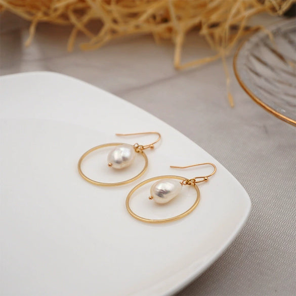 Pearl Specialshaped Geometric Earrings Electroplated For Women
