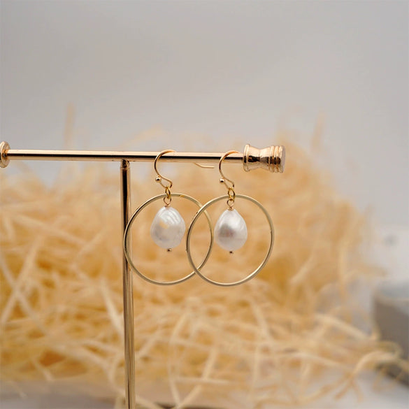 Pearl Specialshaped Geometric Earrings Electroplated For Women